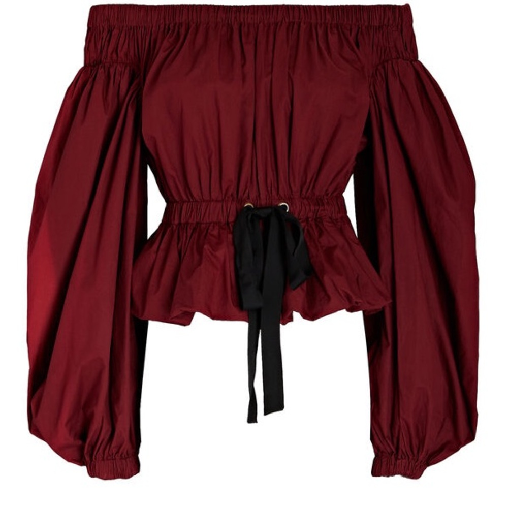 Ulla Johnson Kira Poplin Top Peplum Bubble Hem Off Shoulder